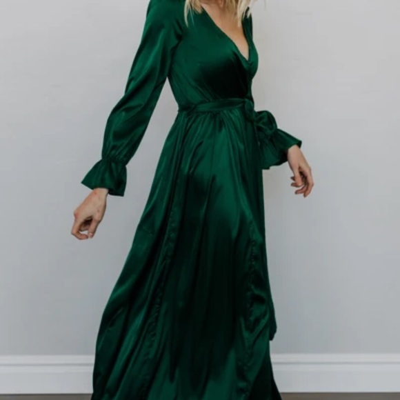 Holly Dark Green Hunter Green Satin Maxi - Picture 5 of 5